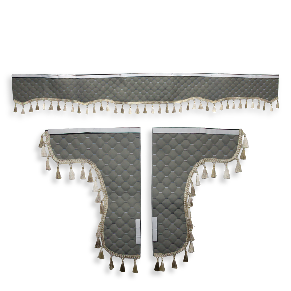 Шторка Екошкіра "Pergam" лоб + косинки св. сіра Шторка Екошкіра "Pergam" лоб + косинки св. сіра