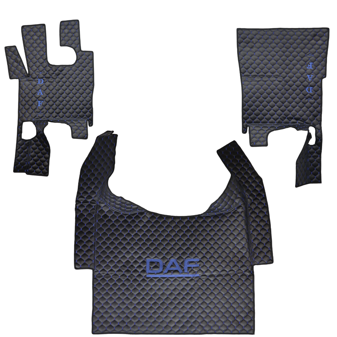 Килимок Екошкіра DAF XF105 2005-2013; АКПП, чорний,вишивка, АСП Килимок Екошкіра DAF XF105 2005-2013; АКПП, чорний,вишивка, АСП