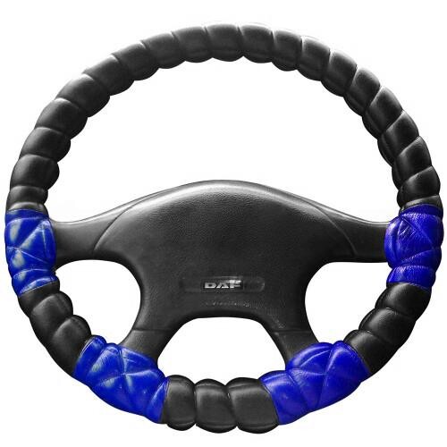 Оплетка руля Mercedes CDI. \шнуровка поролон\синяя