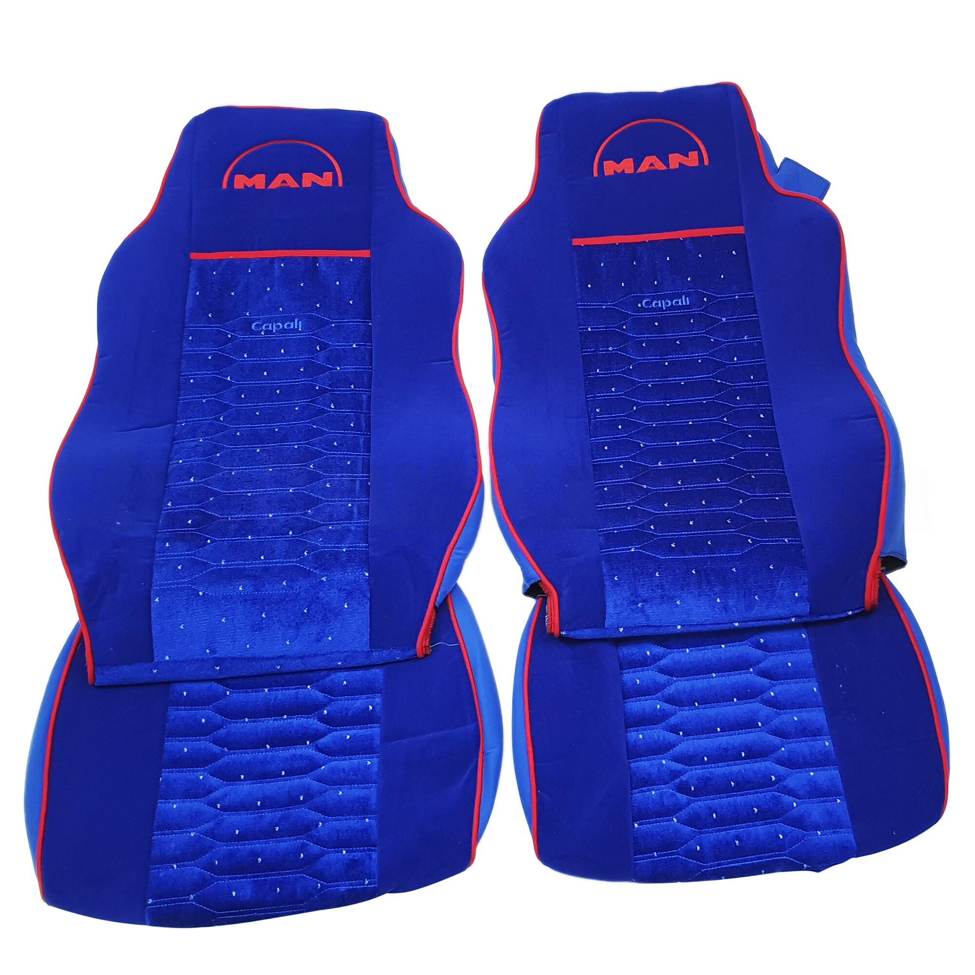 Чохол на сидіння MAN TGX,TGA,TGL,TGM,TGS; (2005-2020) 1 ремінь водій велюр, KADIFE синій