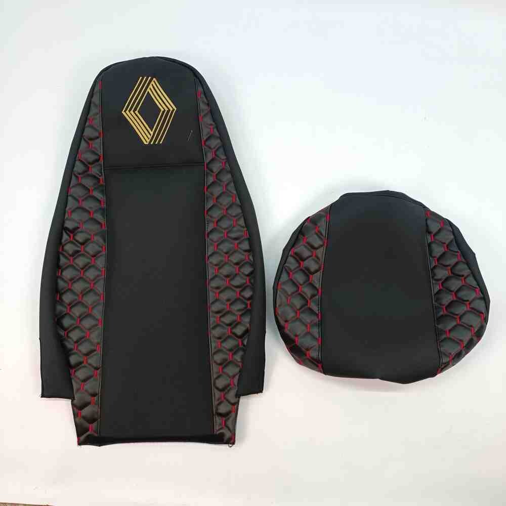 Чохол на сидіння Екошкіра, Renault Magnum (2001-2013) водій, пасажир поворотне сидіння, чорний Чохол на сидіння Екошкіра, Renault Magnum (2001-2013) водій, пасажир поворотне сидіння, чорний