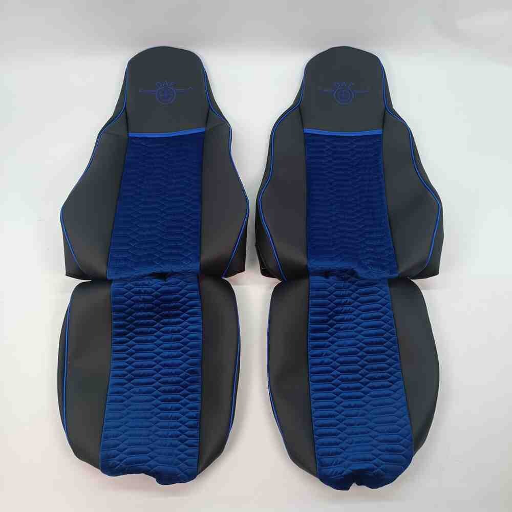 Чохол на сидіння KADIFE Велюр+Екошкіра DAF XF95 105 CF85 75 65 LF (2002-2012) синій