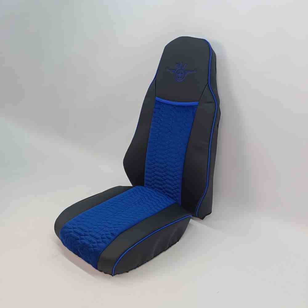 Чохол на сидіння KADIFE Велюр+Екошкіра DAF XF95 105 CF85 75 65 LF (2002-2012) синій Чохол на сидіння KADIFE Велюр+Екошкіра DAF XF95 105 CF85 75 65 LF (2002-2012) синій