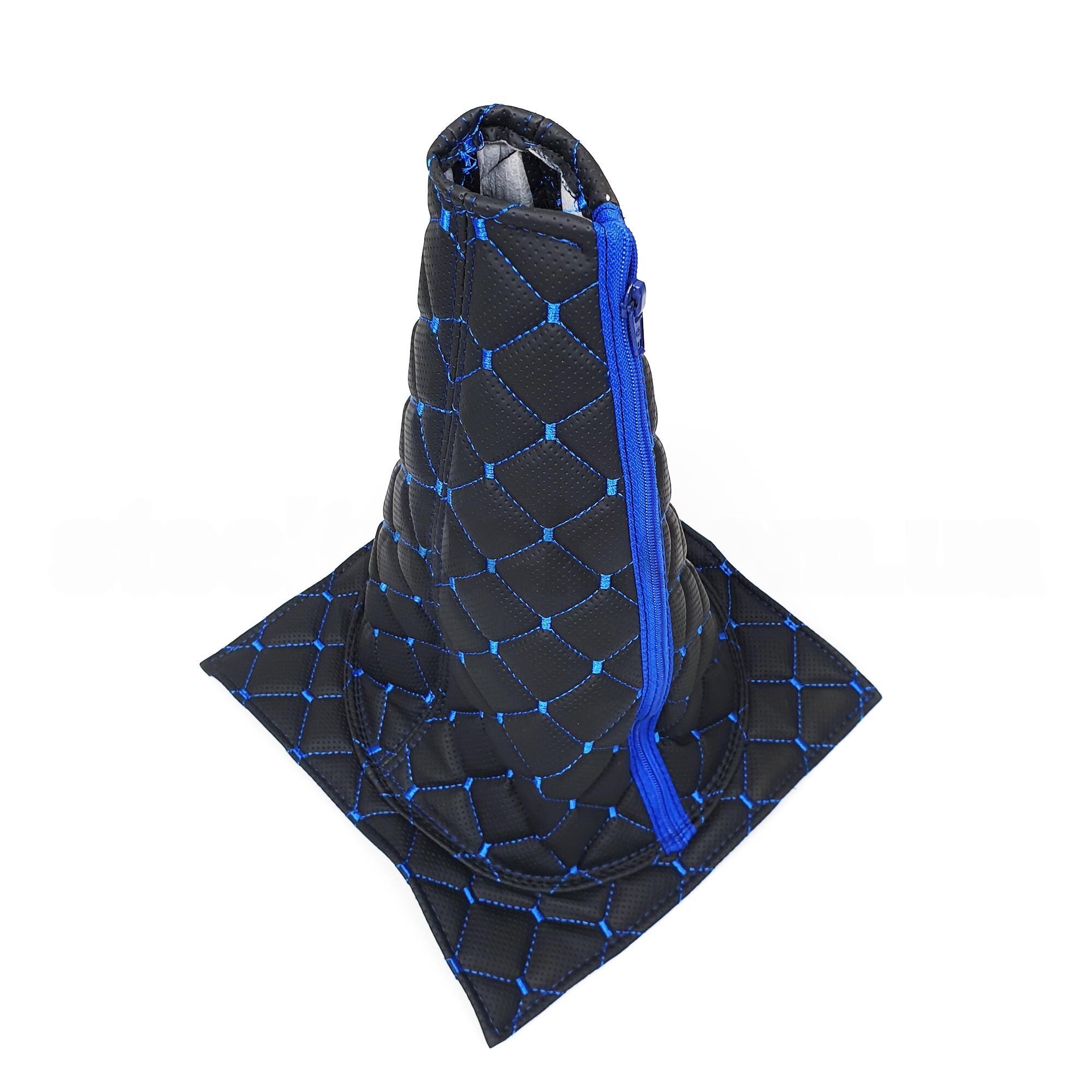 Чохол КПП екошкіра DAF, Volvo чорний. перфорація, синя нитка Чохол КПП екошкіра DAF, Volvo чорний. перфорація, синя нитка