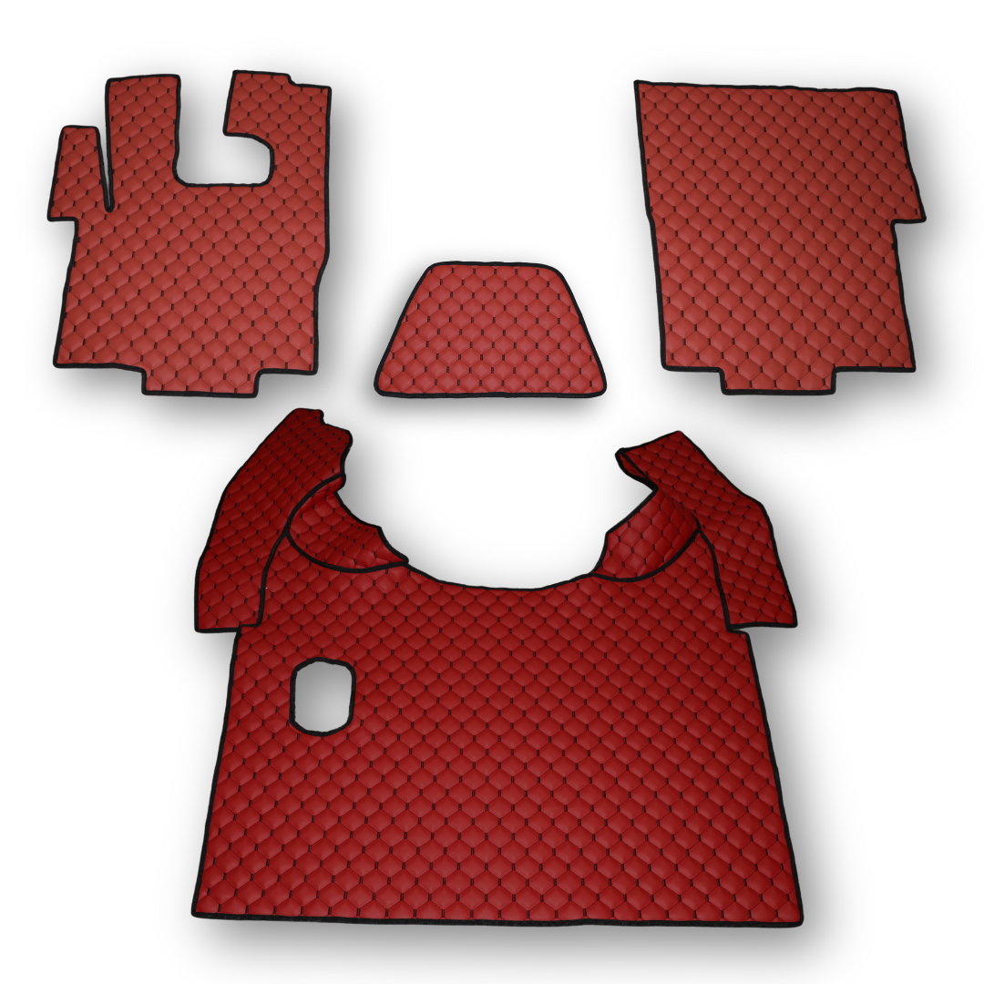 Килимок Екошкіра DAF XF105 2005-2013; МКПП, червоний, Килимок Екошкіра DAF XF105 2005-2013; МКПП, червоний,