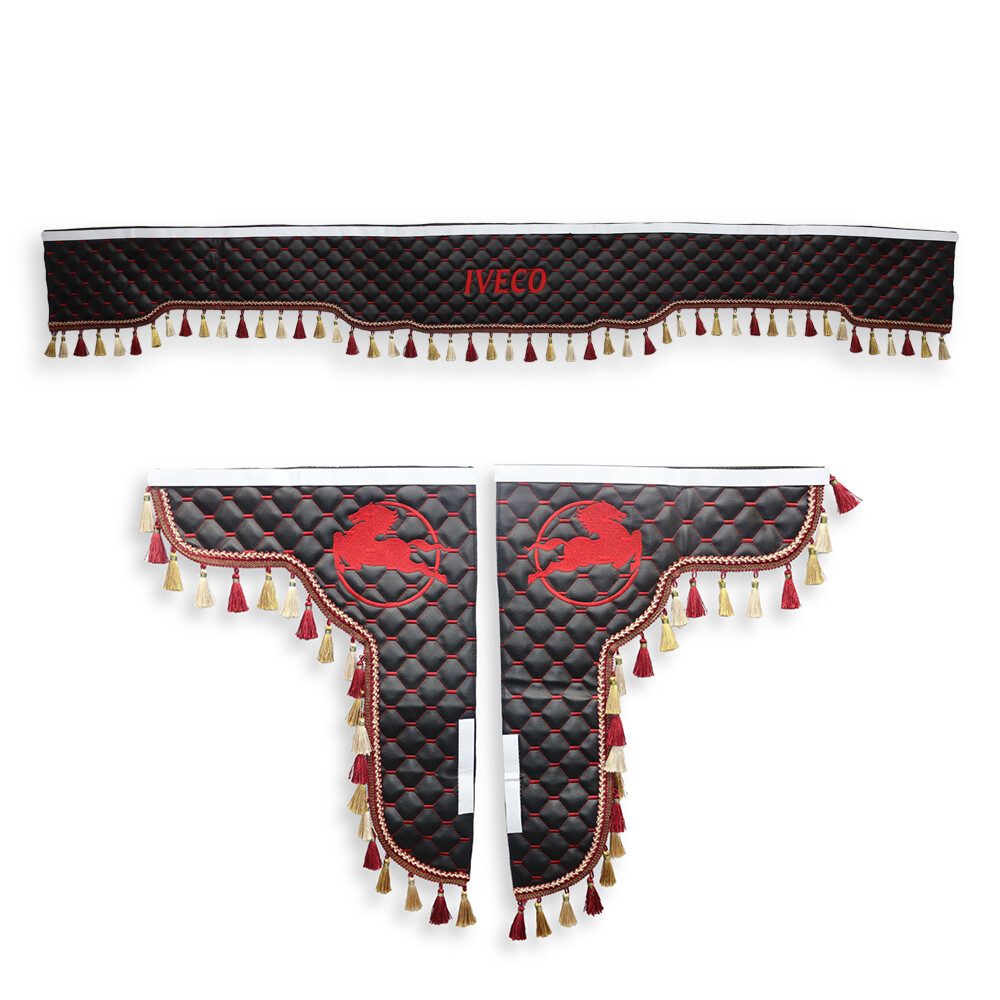 Шторка Екошкіра "Memphis" IVECO лоб + косинки чорна Шторка Екошкіра "Memphis" IVECO лоб + косинки чорна