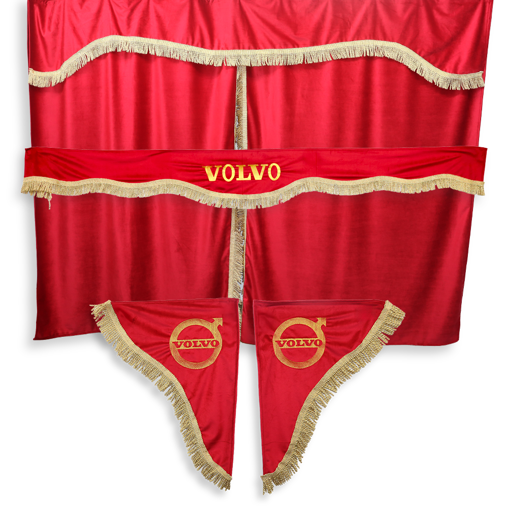 Шторка Велюр "Wave" VOLVO лоб+косинки+спальник червона Шторка Велюр "Wave" VOLVO лоб+косинки+спальник червона