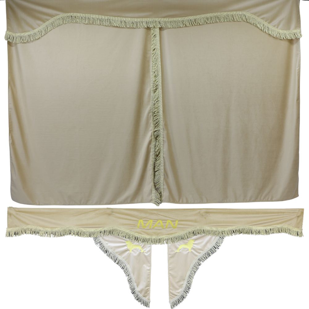 Шторка Велюр "Wave" MAN лоб+косинки+спальник бежевая