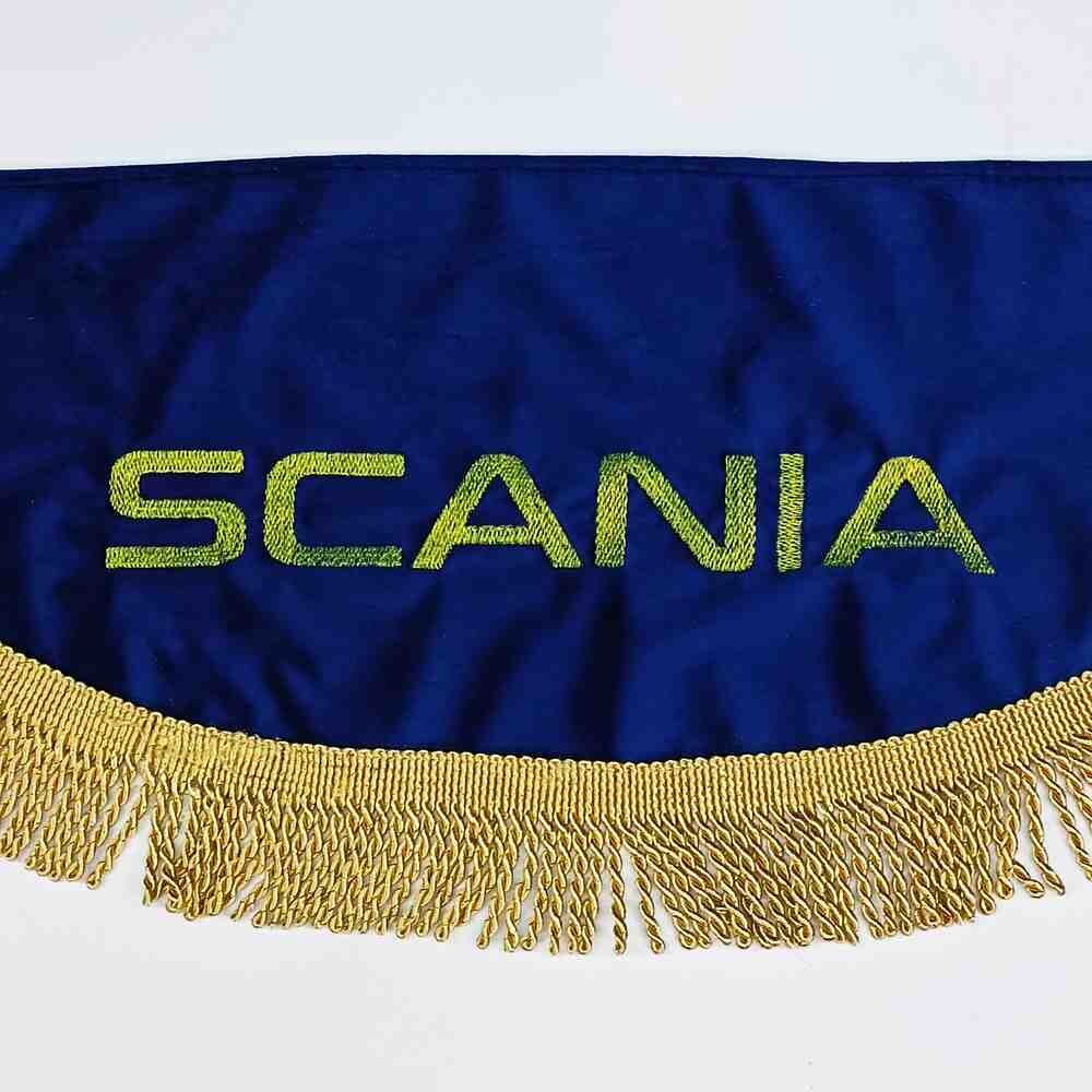 Шторка Велюр "Wave" SCANIA лоб+косинки+спальник синяя Шторка Велюр "Wave" SCANIA лоб+косинки+спальник синяя