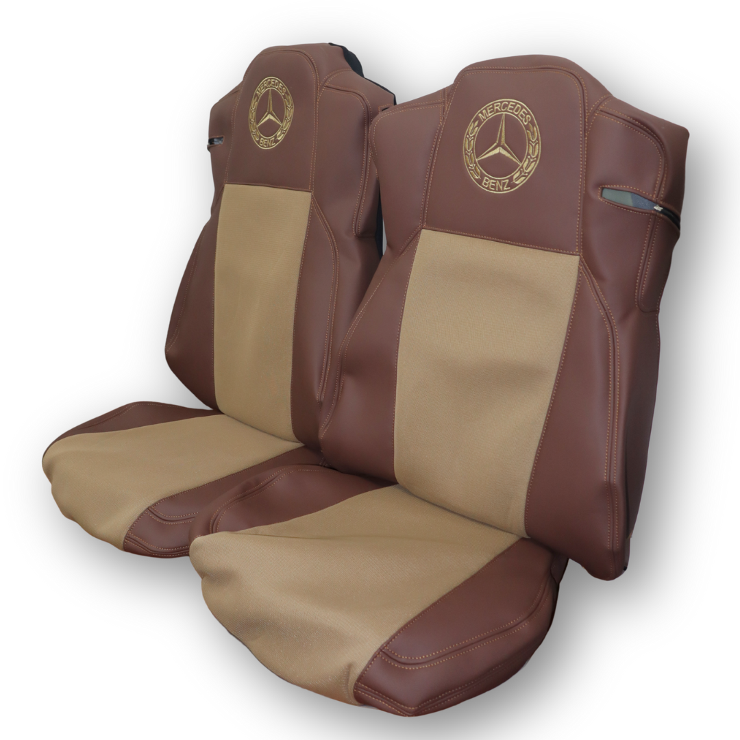 Чохол на сидіння MERCEDES Actros EURO-6 руда сітка - шкіра корич.