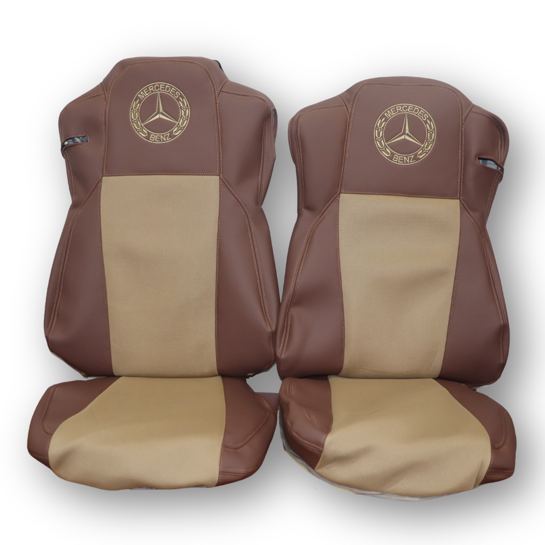 Чохол на сидіння MERCEDES Actros EURO-6 руда сітка - шкіра корич.
