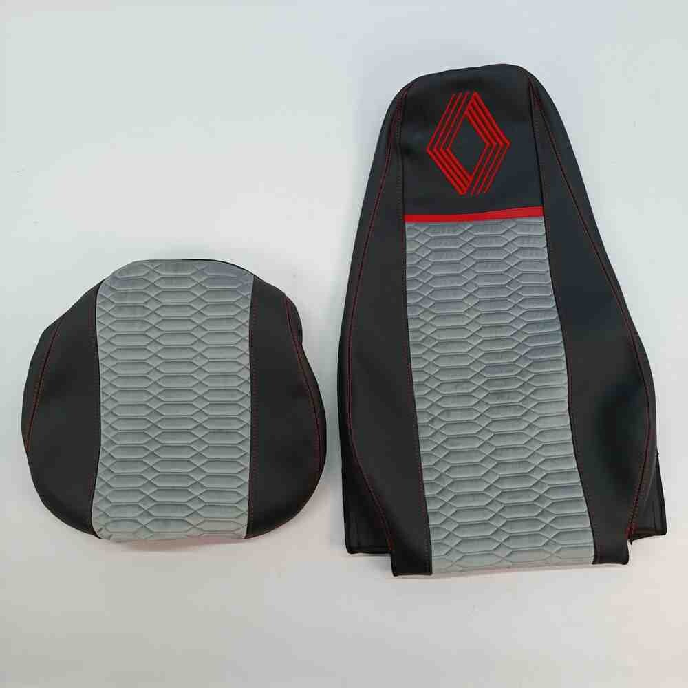 Чохол на сидіння KADIFE Велюр+Екошкіра Renault Magnum (2001-2013) водій, пасажир поворотне сидіння, Чорний