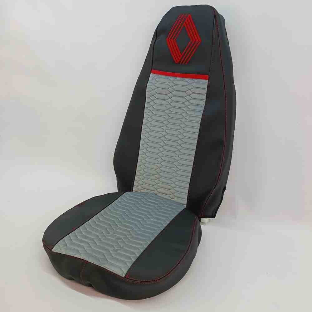 Чохол на сидіння KADIFE Велюр+Екошкіра Renault Magnum (2001-2013) водій, пасажир поворотне сидіння, Чорний