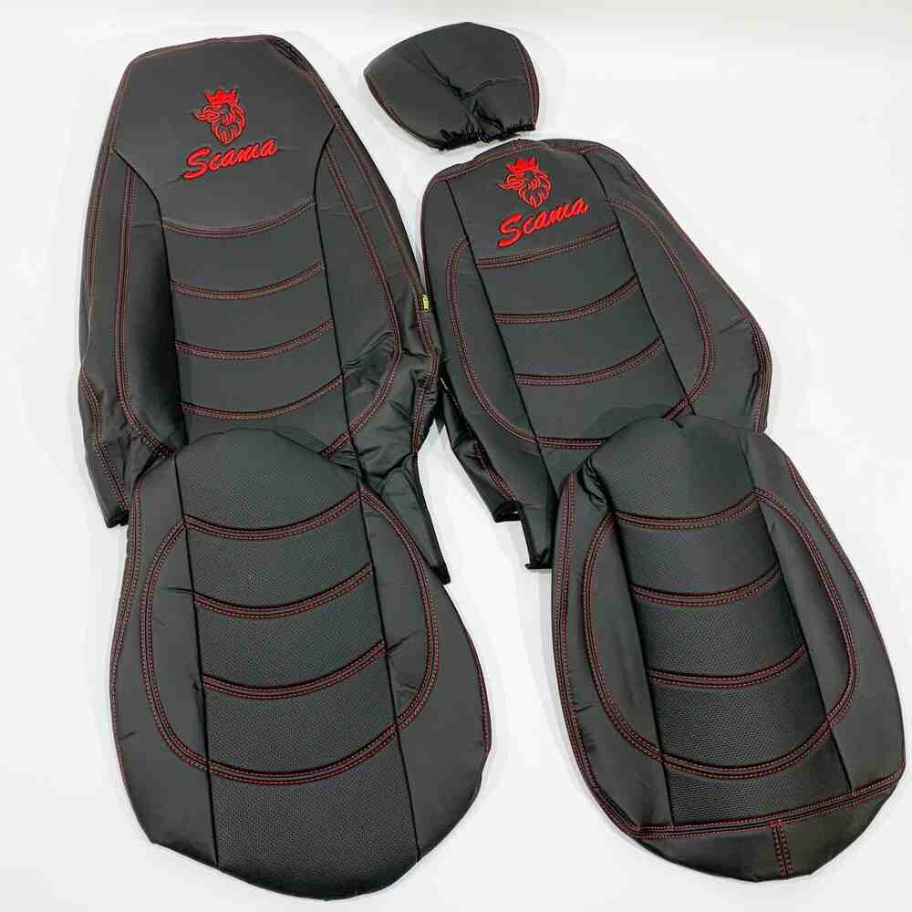 Чохол на сидіння SCANIA R,G,P (2004-2017) водій пілот - пас. складне, перфор.шкіра чорн. Чохол на сидіння SCANIA R,G,P (2004-2017) водій пілот - пас. складне, перфор.шкіра чорн.