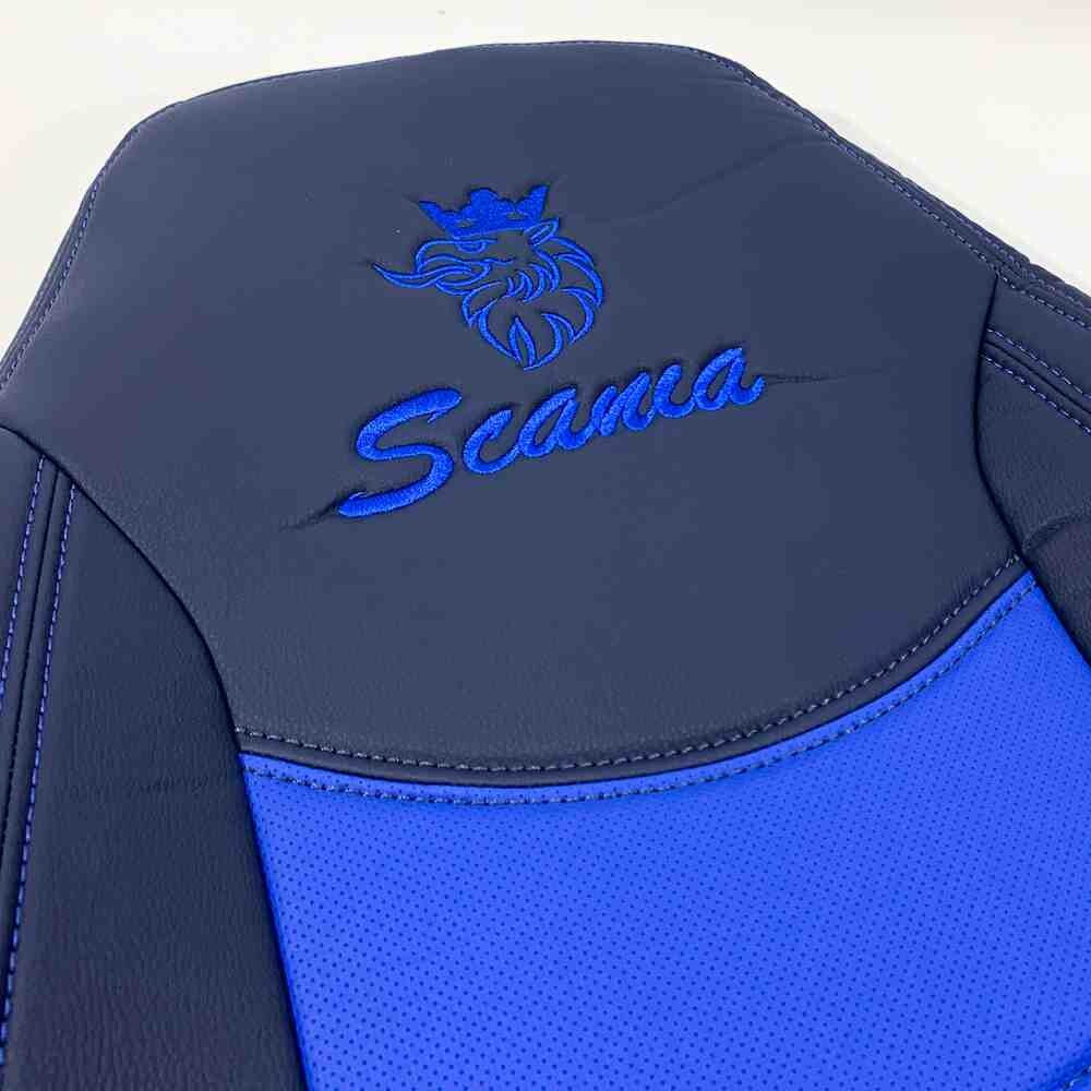 Чохол на сидіння SCANIA R,G,P (2004-2017) водій пілот - пас. пілот перфор.шкіра син. Чохол на сидіння SCANIA R,G,P (2004-2017) водій пілот - пас. пілот перфор.шкіра син.