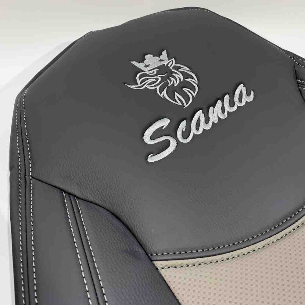 Чохол на сидіння SCANIA R,G,P (2004-2017) водій пілот - пас. пілот перфор.шкіра сір. Чохол на сидіння SCANIA R,G,P (2004-2017) водій пілот - пас. пілот перфор.шкіра сір.