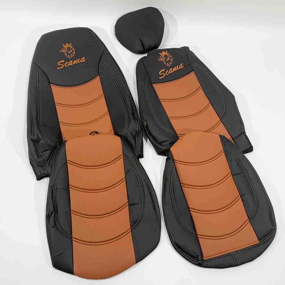 Чохол на сидіння SCANIA R,G,P (2004-2017) водій пілот - пас. пілот перфор.шкіра коричн. Чохол на сидіння SCANIA R,G,P (2004-2017) водій пілот - пас. пілот перфор.шкіра коричн.