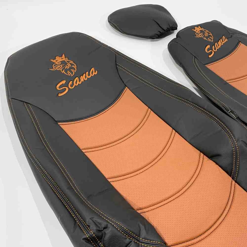 Чохол на сидіння SCANIA R,G,P (2004-2017) водій пілот - пас. пілот перфор.шкіра коричн. Чохол на сидіння SCANIA R,G,P (2004-2017) водій пілот - пас. пілот перфор.шкіра коричн.