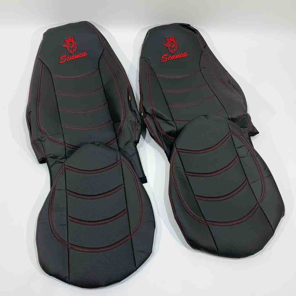 Чехол на сиденья SCANIA R,G,P (2004-2017) водит. пилот - пасс. пилот перфор.кожа черн.