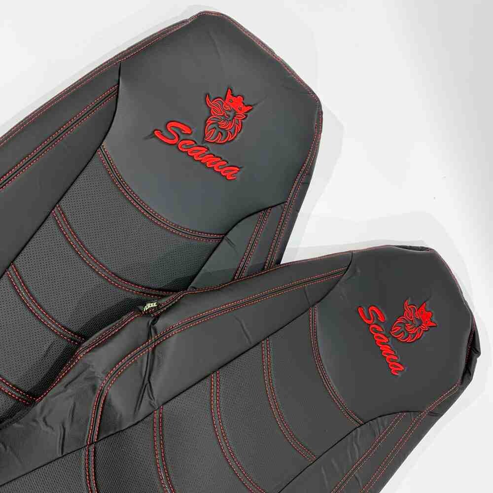 Чехол на сиденья SCANIA R,G,P (2004-2017) водит. пилот - пасс. пилот перфор.кожа черн.