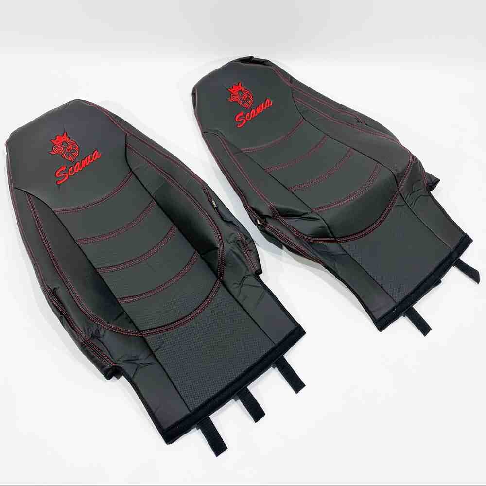 Чехол на сиденья SCANIA R,G,P (2004-2017) водит. пилот - пасс. пилот перфор.кожа черн.
