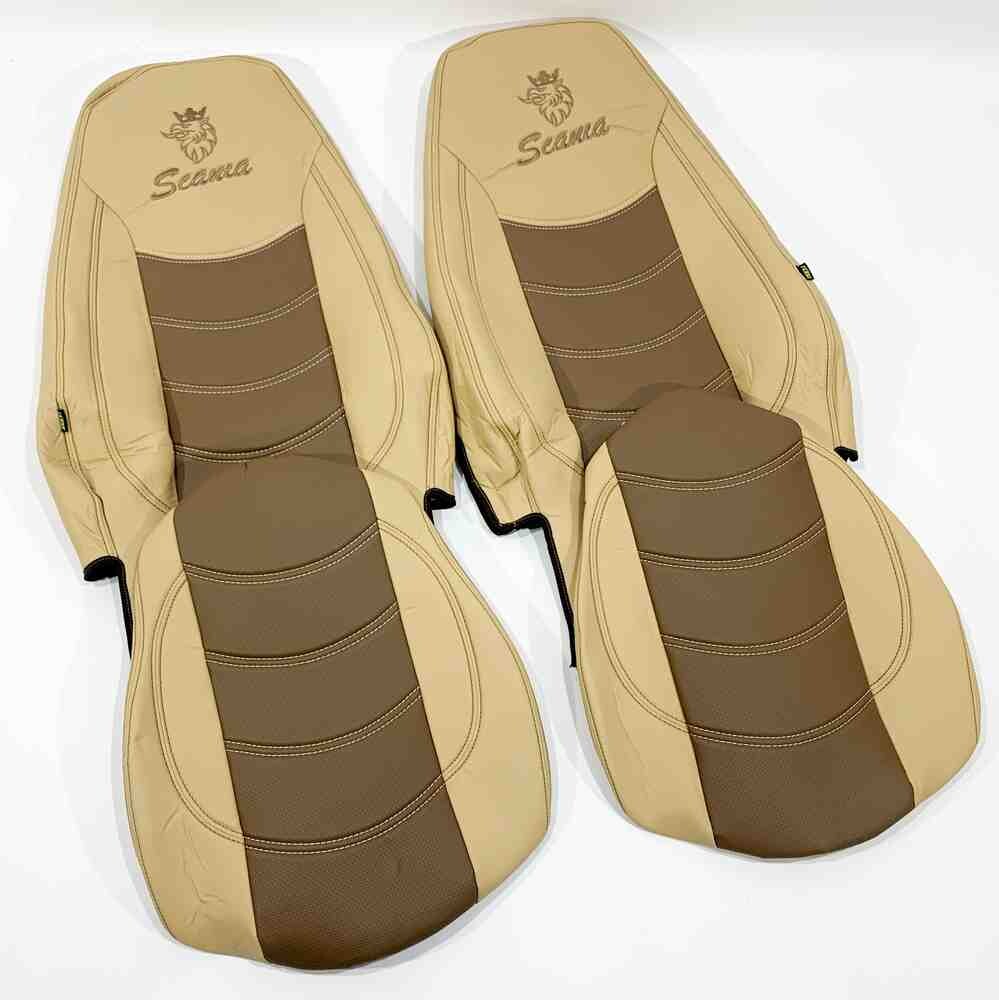 Чохол на сидіння SCANIA R,G,P (2004-2017) водій пілот - пас. пілот перфор.шкіра беж. Чохол на сидіння SCANIA R,G,P (2004-2017) водій пілот - пас. пілот перфор.шкіра беж.
