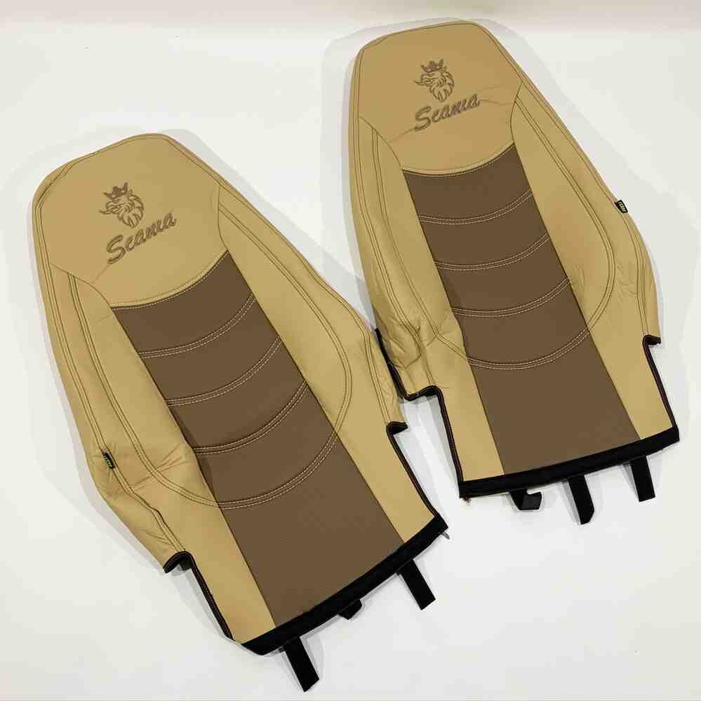 Чохол на сидіння SCANIA R,G,P (2004-2017) водій пілот - пас. пілот перфор.шкіра беж. Чохол на сидіння SCANIA R,G,P (2004-2017) водій пілот - пас. пілот перфор.шкіра беж.