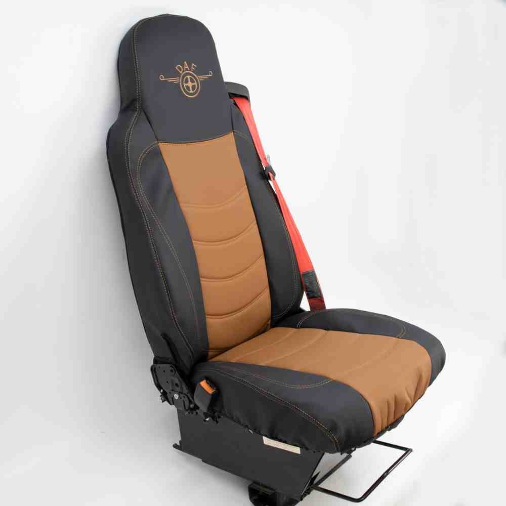 Чехол на сиденья DAF XF95 105 CF85 75 65 LF (2002-2012) перфор.кожа коричн. Чехол на сиденья DAF XF95 105 CF85 75 65 LF (2002-2012) перфор.кожа коричн.