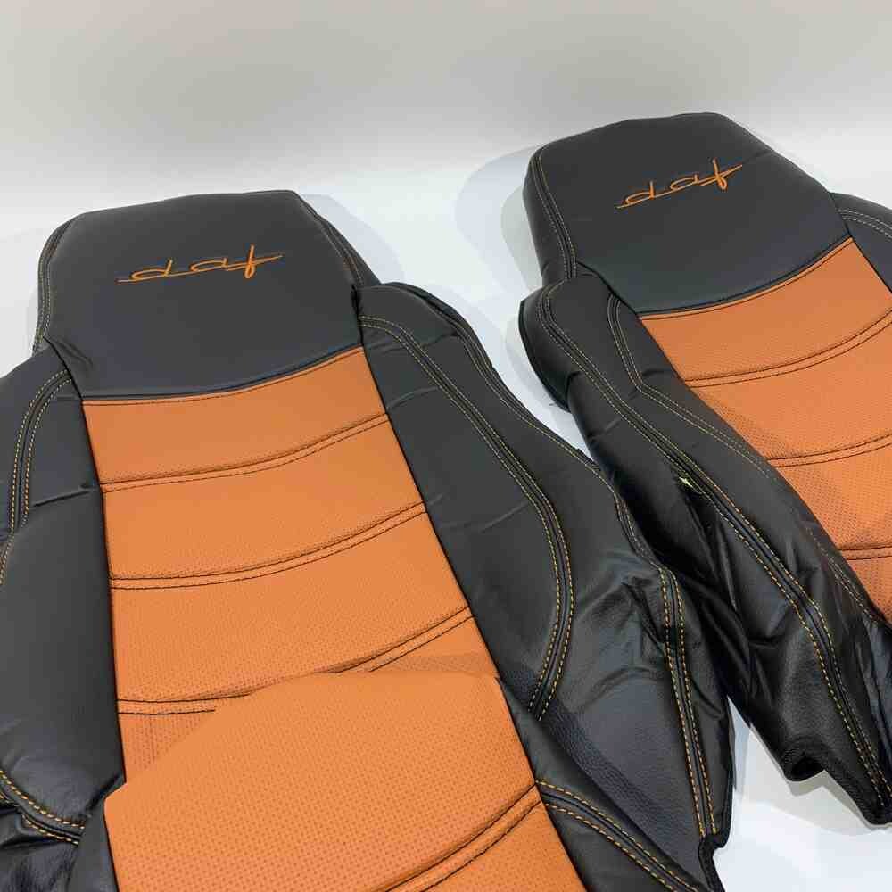 Чехол на сиденья DAF XF95 105 CF85 75 65 LF (2002-2012) перфор.кожа коричн. Чехол на сиденья DAF XF95 105 CF85 75 65 LF (2002-2012) перфор.кожа коричн.