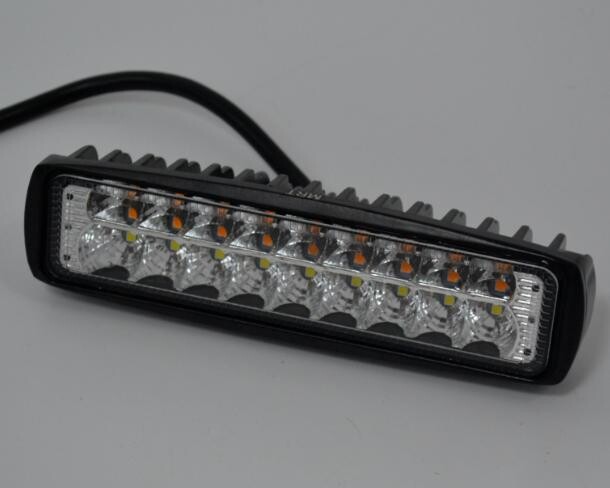 Фара универсальная диодная LED 24V(18 диодов 27W белый+желтый свет прямоугольная-155*40*40)