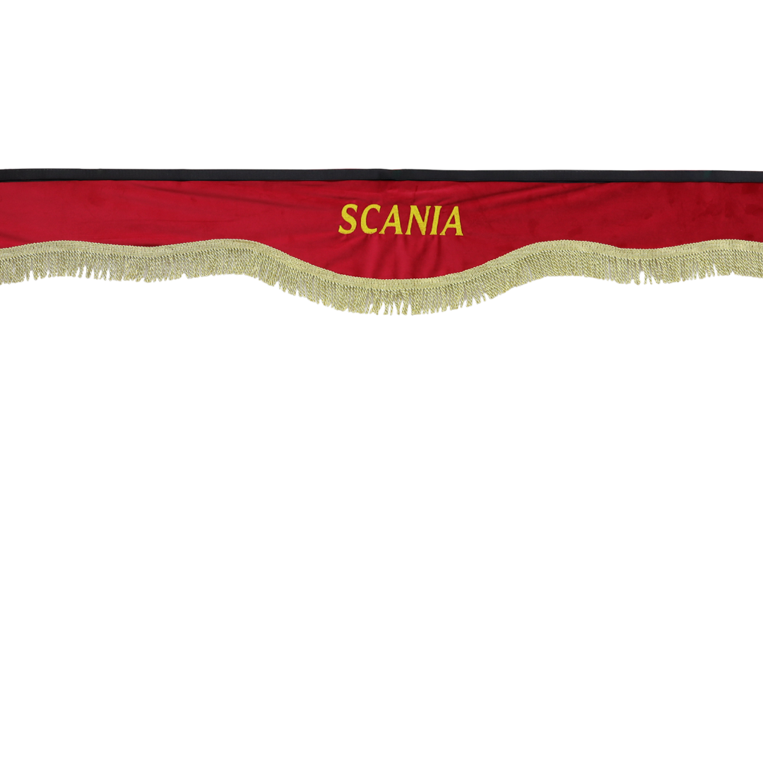 Шторка ВЕЛЮР "Wave" SCANIA лоб красная