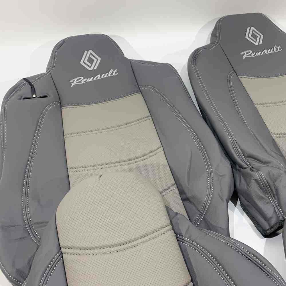 Чехол на сиденья Renault Range T/T-Series (2014-...) перфор.кожа сер. Чехол на сиденья Renault Range T/T-Series (2014-...) перфор.кожа сер.