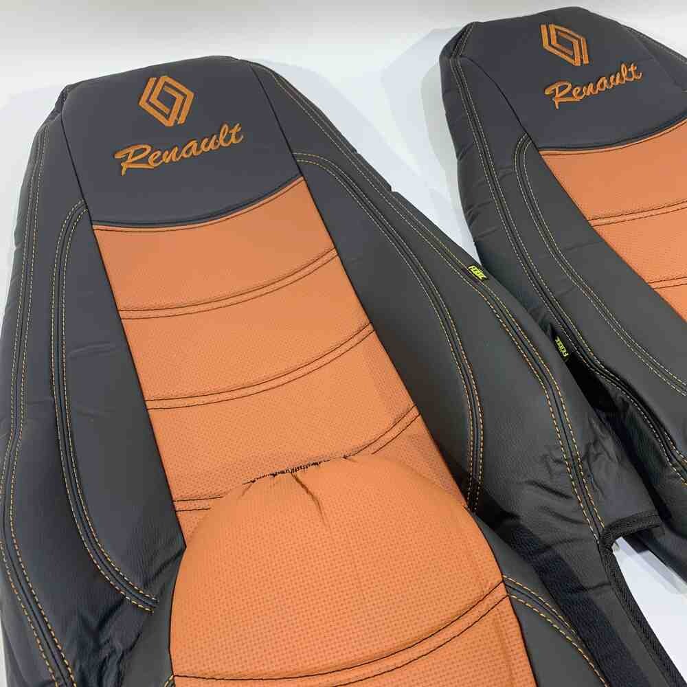 Чехол на сиденья Renault Premium (2005-2013) (пилот) перфор.кожа коричн. Чехол на сиденья Renault Premium (2005-2013) (пилот) перфор.кожа коричн.