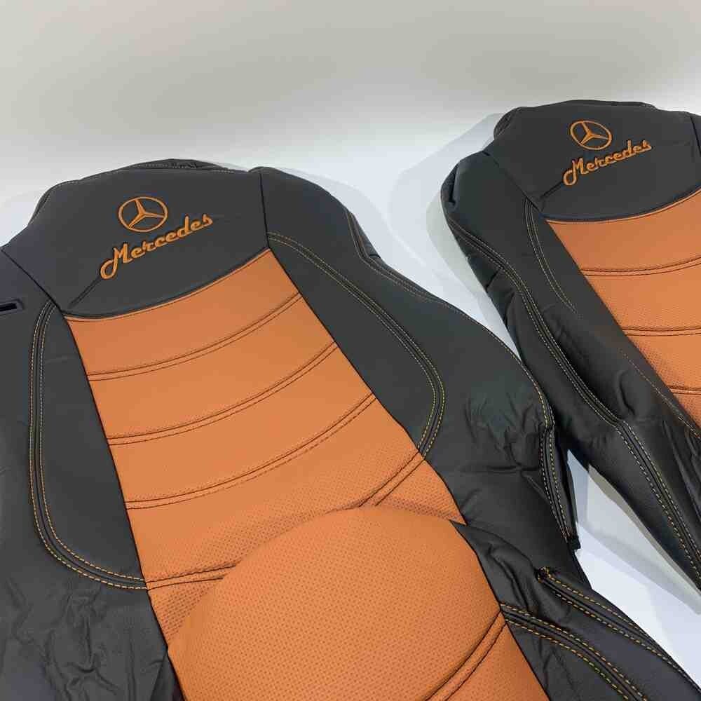 Чехол на сиденья Mercedes Actros 1842 /1845 перфор.кожа коричн. Чехол на сиденья Mercedes Actros 1842 /1845 перфор.кожа коричн.