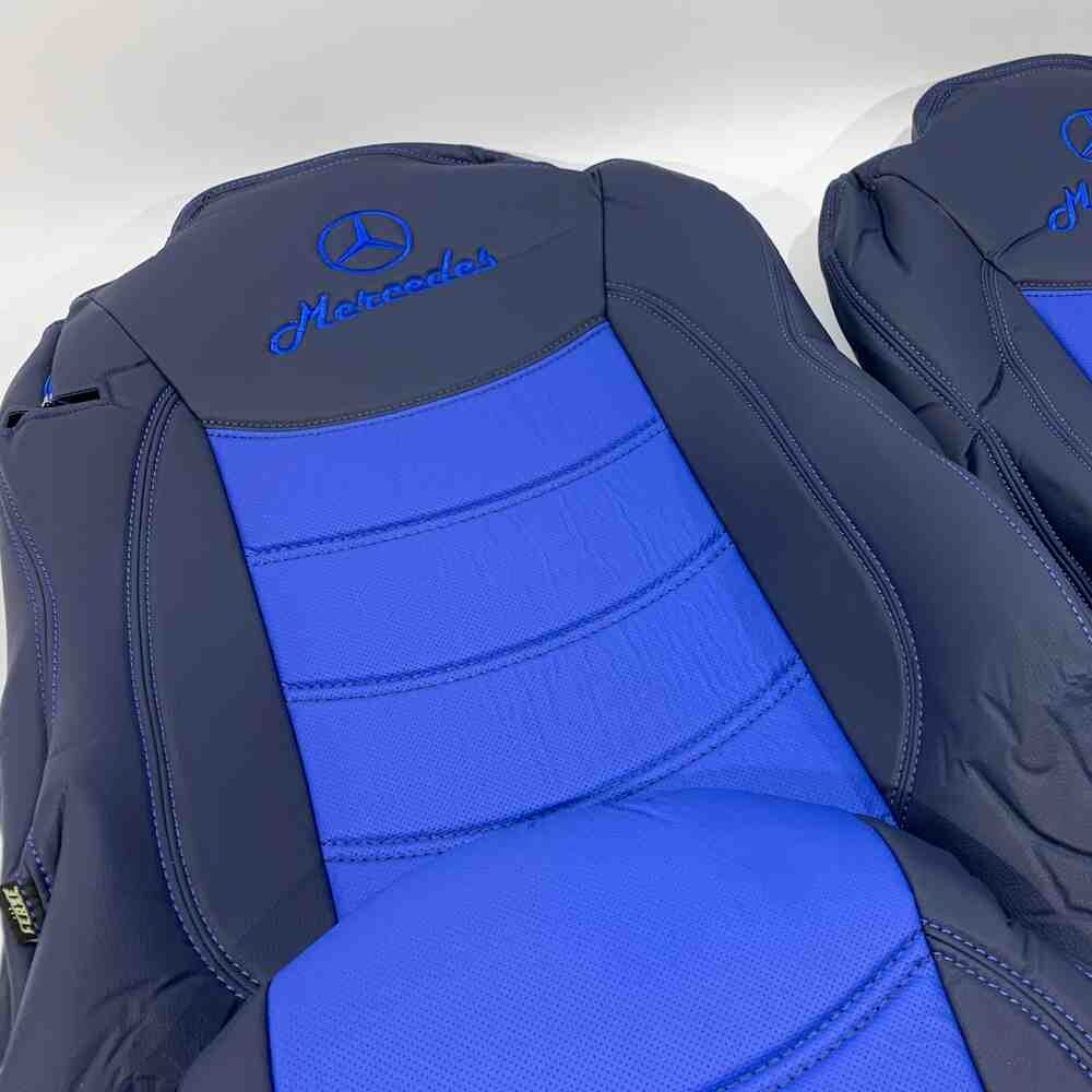 Чехол на сиденья Mercedes Actros 1842 /1845 перфор.кожа син. Чехол на сиденья Mercedes Actros 1842 /1845 перфор.кожа син.