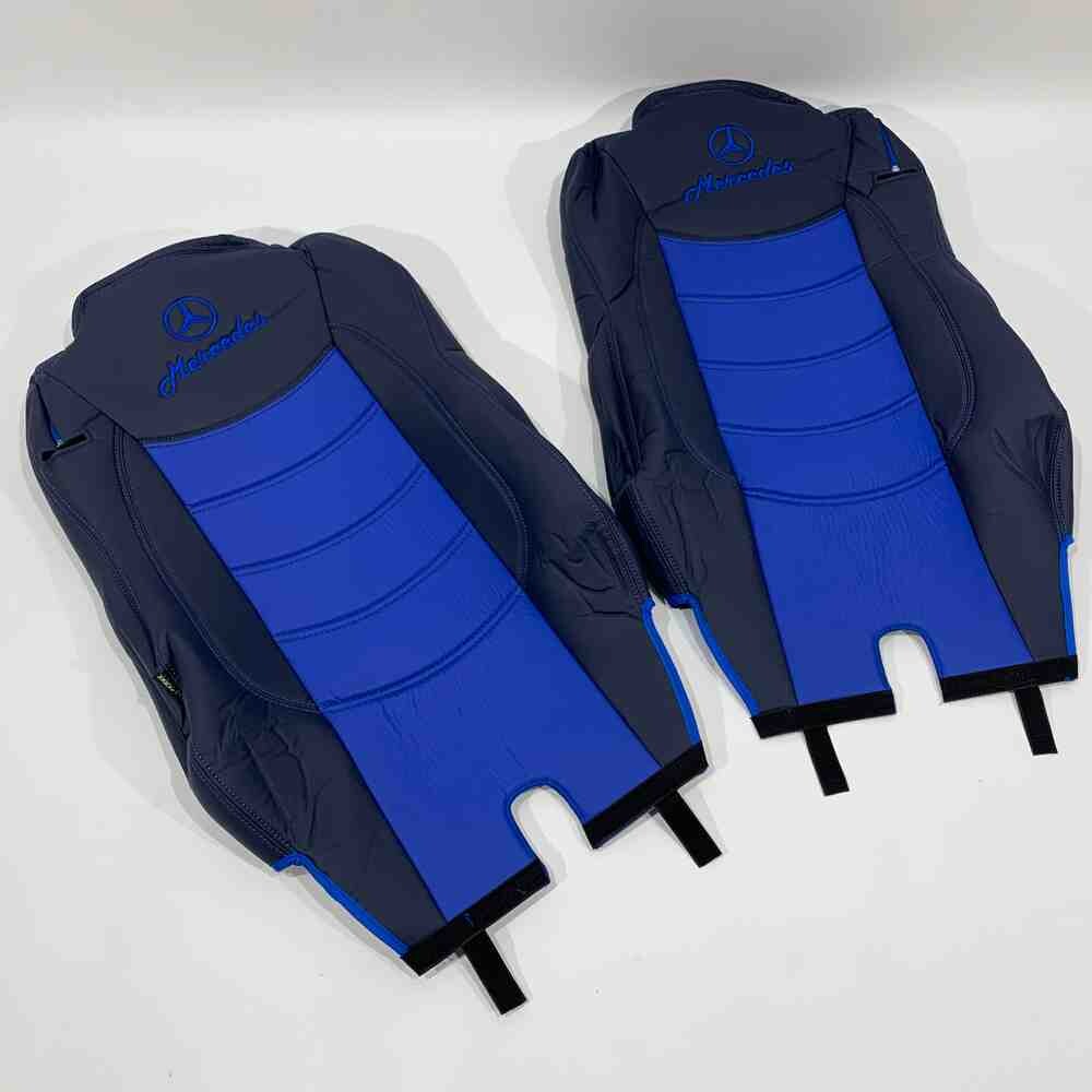 Чехол на сиденья Mercedes Actros 1842 /1845 перфор.кожа син. Чехол на сиденья Mercedes Actros 1842 /1845 перфор.кожа син.