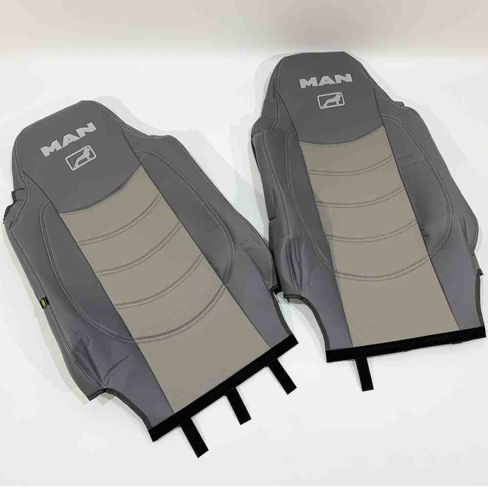 Чохол на сидіння MAN TGX, TGA, TGL, TGM, TGS; (2005-2020) 2 ременя перфор.шкіра сер. Чохол на сидіння MAN TGX, TGA, TGL, TGM, TGS; (2005-2020) 2 ременя перфор.шкіра сер.