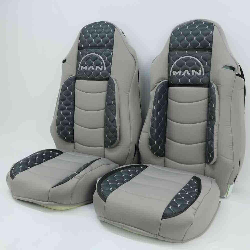 Чехол на сиденья KILIFI MAN TGX,TGA,TGL,TGM,TGS; (2007-2020) 2 ремня, водитель и пассажир (Низкий) Серый