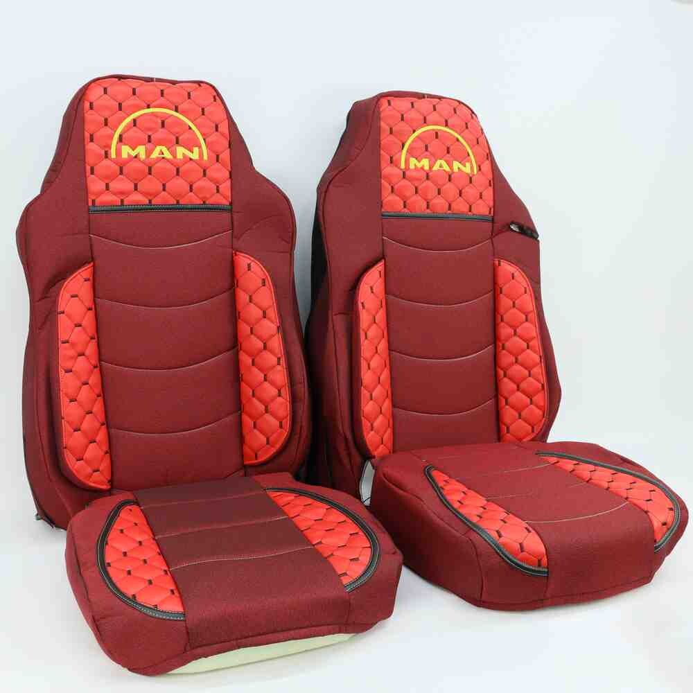Чехол на сиденья KILIFI MAN TGX,TGA,TGL,TGM,TGS; (2007-2020) 1 ремень, водитель и пассажир (Низкий) Красный