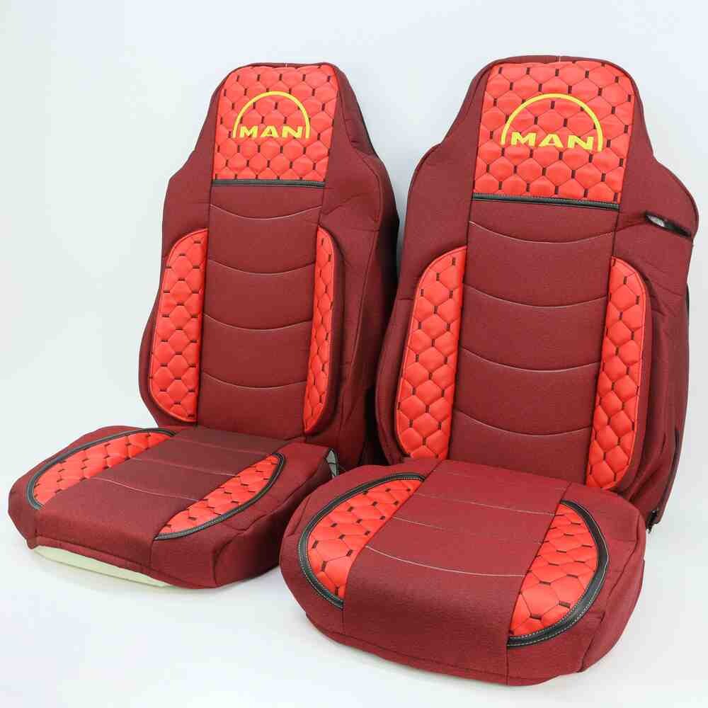 Чехол на сиденья KILIFI MAN TGX,TGA,TGL,TGM,TGS; (2007-2020) 1 ремень, водитель и пассажир (Низкий) Красный