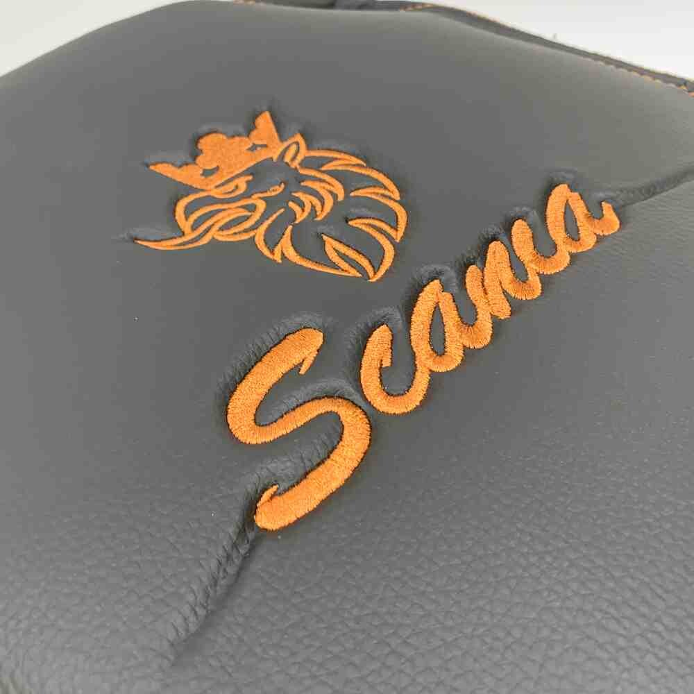 Чехол на сиденья SCANIA R,G,P (2004-2017) водит. пилот - пасс. складное, перфор.кожа  коричн.
