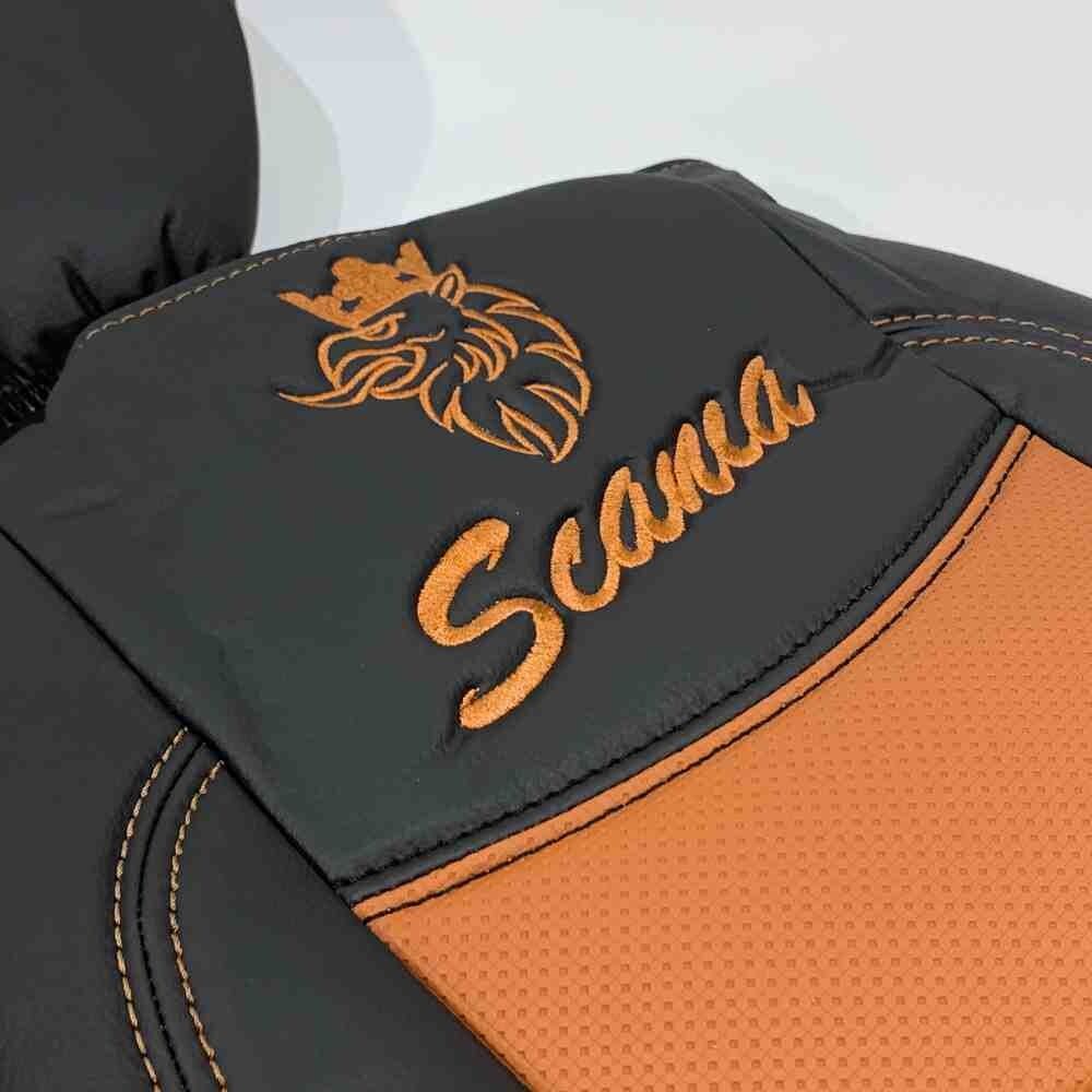 Чехол на сиденья SCANIA R,G,P (2004-2017) водит. пилот - пасс. пилот перфор.кожа  коричн.