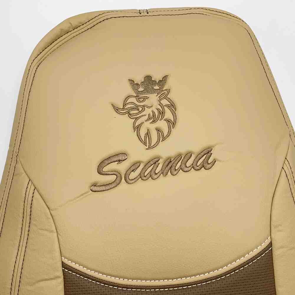 Чехол на сиденья SCANIA R,G,P (2004-2017) водит. пилот - пасс. пилот перфор.кожа беж.
