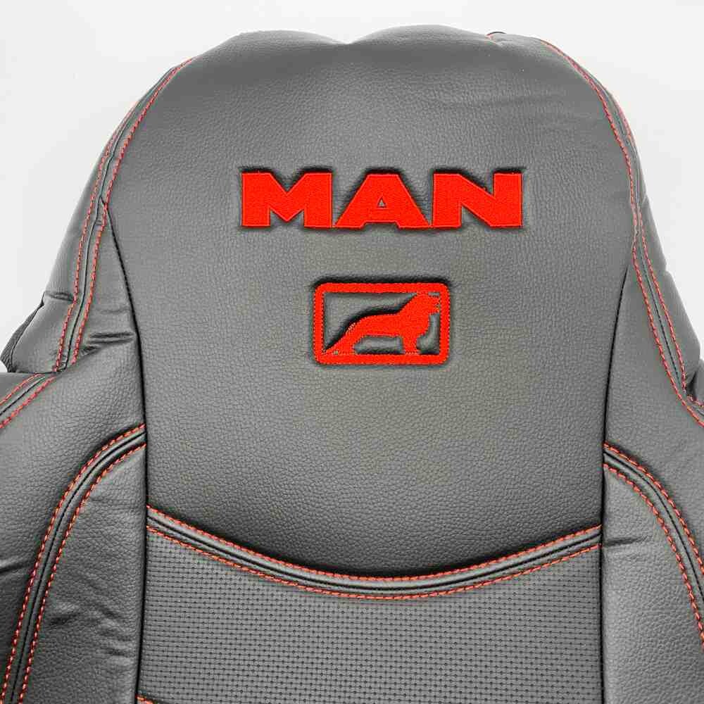 Чехол на сиденья MAN TGX,TGA,TGL,TGM,TGS; (2005-2020) без ремней перфор.кожа чёрн.