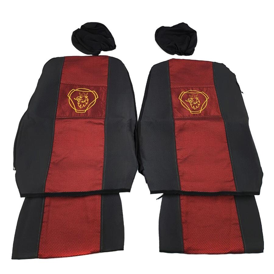 Чехол на сиденья SCANIA R,G,P (2004-2017) водит. складное - пасс. складное, красный Чехол на сиденья SCANIA R,G,P (2004-2017) водит. складное - пасс. складное, красный