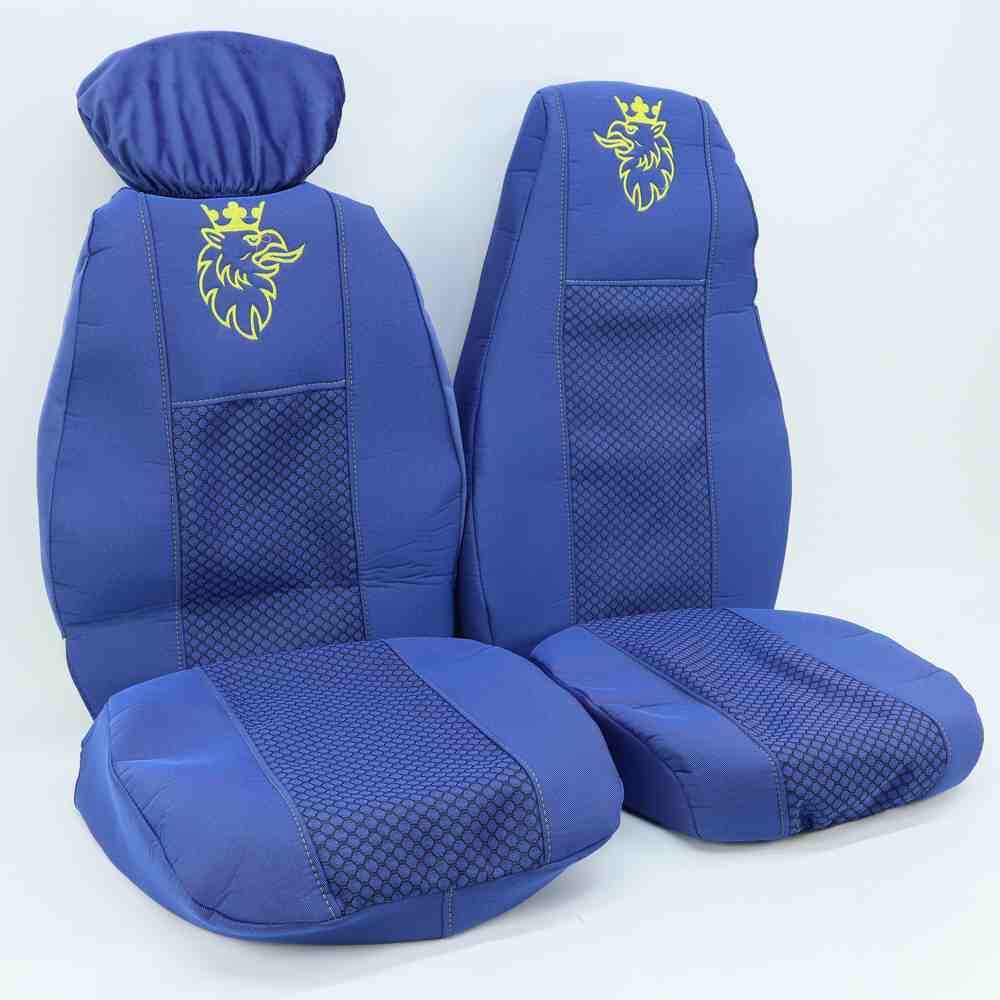 Чехол на сиденья SCANIA R,G,P (2004-2017) водит. пилот - пасс. складное, синий