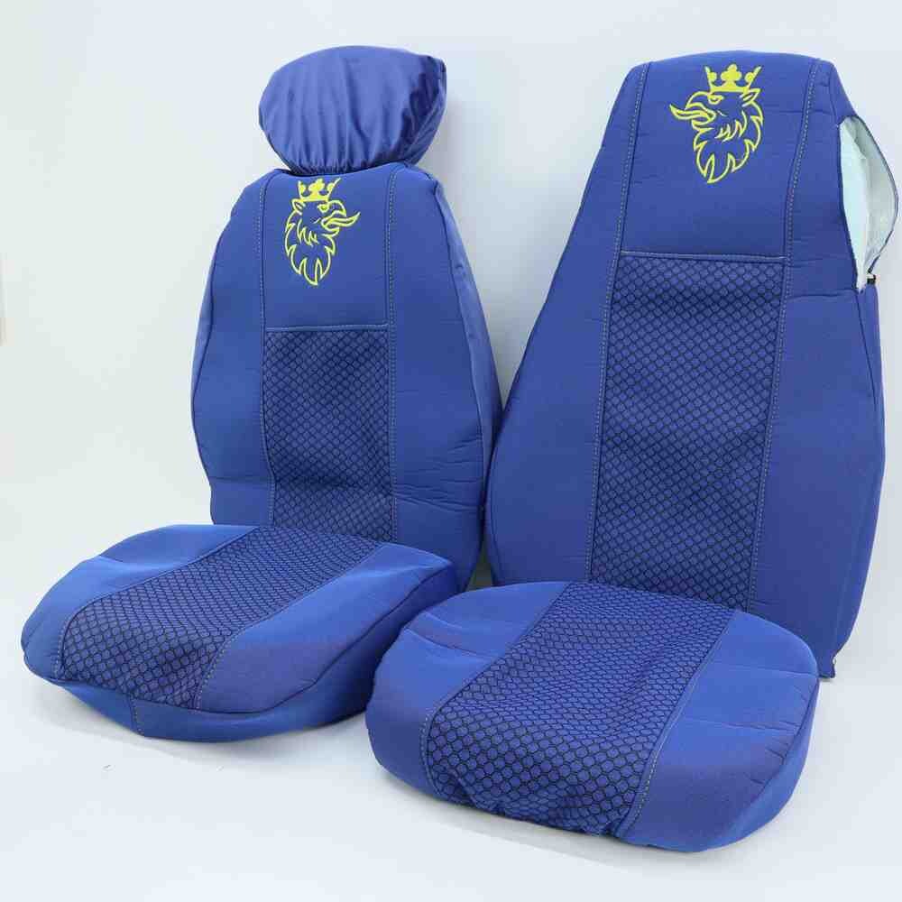 Чехол на сиденья SCANIA R,G,P (2004-2017) водит. пилот - пасс. складное, синий