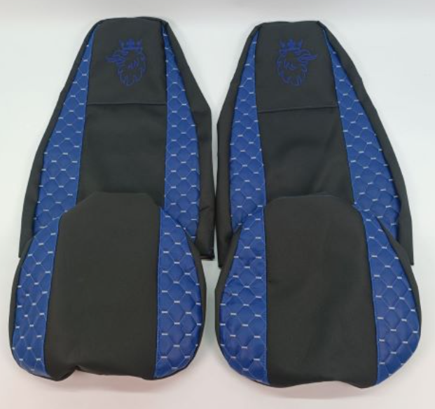 Чехол на сиденья Экокожа SCANIA R,G,P (2004-2017) водит. пилот - пасс. пилот, с ременем синий Чехол на сиденья Экокожа SCANIA R,G,P (2004-2017) водит. пилот - пасс. пилот, с ременем синий