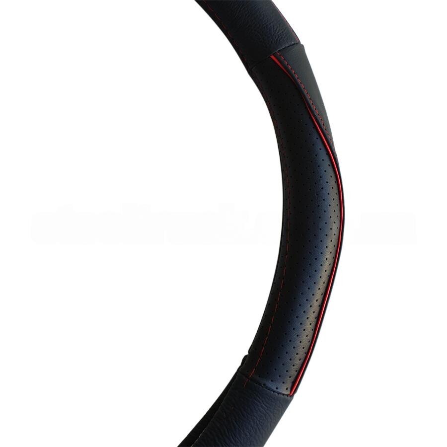 Оплетка руля XXL 45 (кожа) красная строчка Оплетка руля XXL 45 (кожа) красная строчка