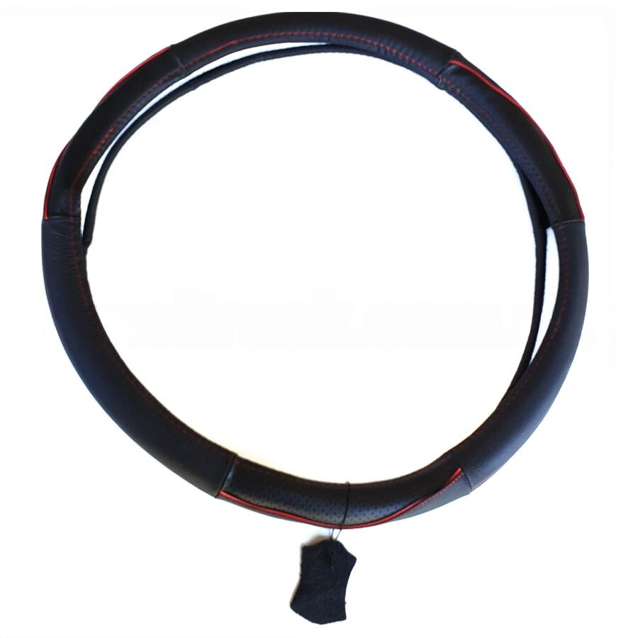 Оплетка руля XXL 45 (кожа) красная строчка Оплетка руля XXL 45 (кожа) красная строчка